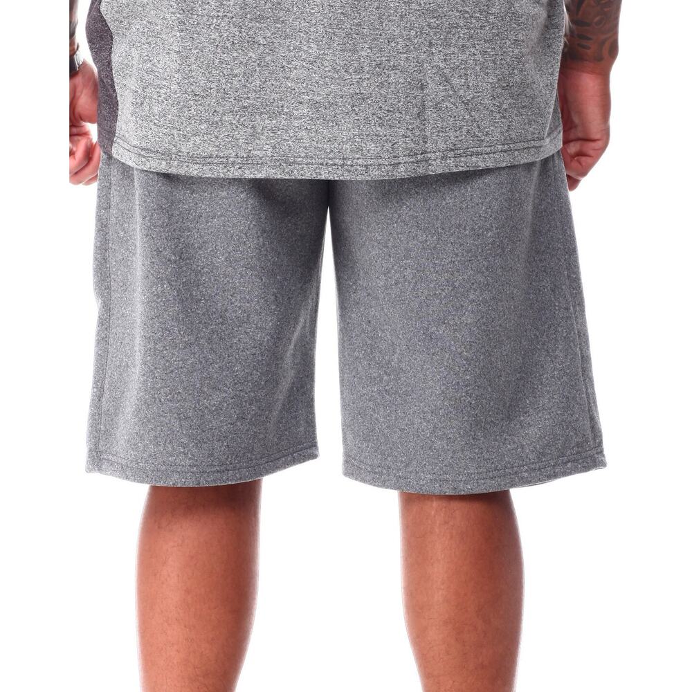 Ecko Unltd Men's Flyknit Marled Colorblock Activewear Shorts in Grey Marled - Picture 6 of 7